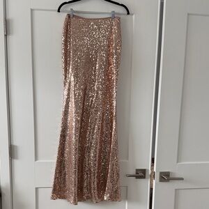Lulu's Sparkling Sequin Maxi Skirt in Rose Gold